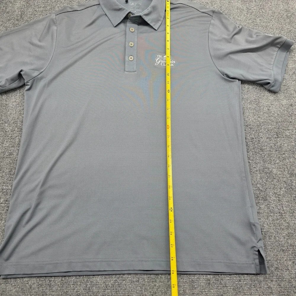 Adidas Polo Shirt Men Medium Gray Striped Greenbrier Classic FedEx Cup Climalite